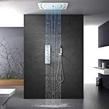 Luxurious High End Rain Shower System With Led Light And Remote Control In 2021 Rain Shower System Shower Faucet Shower System