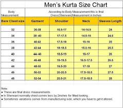 Menswear Size Chart Embroidered Silk Indian Clothes