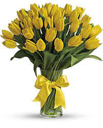 The flowers are usually large, showy and brightly colored, generally red. Sunny Yellow Tulips Bouquet Teleflora