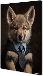 Amazon.com: GABSHAIM Baby Wolf In A Business Suit Canvas Wall Art Oil  Painting Funny Animal Portrait Canvas Print Poster Picture Home Living Room  Bedroom Decoration Wrapped Canvas, Style 1: Posters & Prints