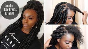 Jumbo Box Braids No Rubber Band Method Youtube Box Braids Styling Jumbo Box Braids Short Box Braids