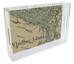 T2672 Whidbey Island Antique Nautical Chart Lucite Tray