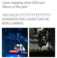 luhan at the 4th v chart awards today ot12 feeels