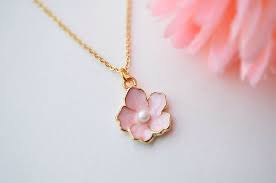 Cherry Blossom Necklace Sakura Necklace Pink Flower Wedding Etsy Simple Necklace Cherry Blossom Necklace Pendant Necklace
