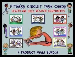 Fitness Circuit Task Cards Mega Bundle Fitness Components Distance Learning Circuit Workout Health And Physical Education Exercise For Kids