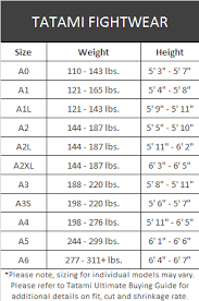 size chart tatami fighters market