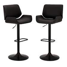 Description the ford black stool/table has a modern design aesthetic creating a striking piece of description hetty stool is constructed from solid oak wood, which ensures strength and durability. Glitzhome Mid Century Black Modern Adjustable Height Swivel Bar Stool Set Of 2 2000900007 The Home Depot