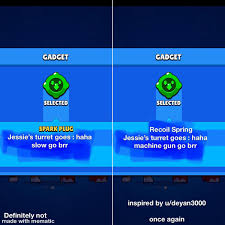 Recoil spring brawl stars 2020 funny moments, wins, fails, glitches submit your bs clips Both Of Jessie S Gadgets In A Nutshell If This Was Already Posted I Was Inactive For Almost A Week So Yeah Haha Inactive Go Brr Brawlstars