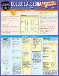 Quickstudy College Algebra Equations Answers Laminated Study Guide College Algebra College Math Algebra Equations