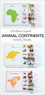 Cut along the dotted lines and create these continent flashcards. Montessori Inspired Animal Continents Activity Sheets Montessori Activities Montessori Classroom Continents Activities
