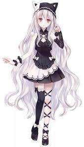 Black And White Hair Color Anime Pin On Nekos