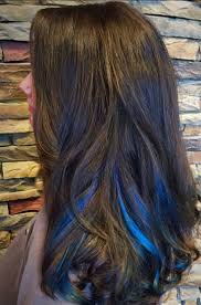 The hair is sleek and only made wavy at the ends. Blue Locks On Hair Blue Strands On Dark Hair The Secrets Of Staining Blue Strands On Dark Hair