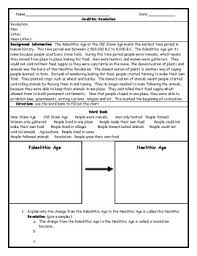 neolithic revolution reading and chart worksheet with answer key