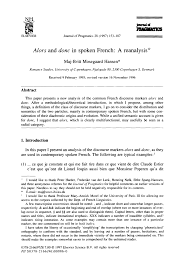 Le « c' » est ici remplaçable par « me » ou « te » : Pdf Alors And Donc In Spoken French A Reanalysis