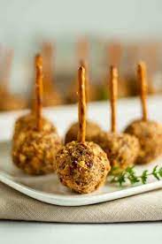 Mini Cheese Balls On A Stick Fun Finger Food Recipe Cheese Ball Appetizers Easy Finger Foods