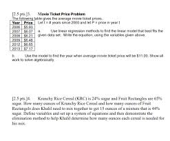 Ticket price annual average u.s. Solved 2 5 Pts 3 Movie Ticket Price Problem The Follow Chegg Com
