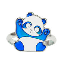 Details About Cute Panda Color Change Kids Mood Ring Adjustable Size Free Chart Box