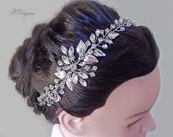 Crystal Bridal Headband Silver Rhinestone Hair Band Etsy Crystal Bridal Headband Bridal Headband Rhinestone Hair Bands