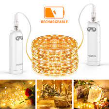 Wire contains 3 3 ways to install: Tecboss Rechargeable Led String Lights 2 Pack 50 Led 16 4ft String Fairy Lights Battery Operated Lights For Wedding Party Home Garden Bedroom Outdoor Indoor Wall Decorations Christmas Decor Buy Online In Dominica