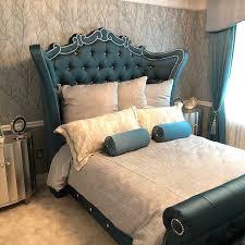 Button tufted fabric on headboard and footboard. Deposit Extra Wide Headboard Upholstered Tufted Bed King Etsy Tufted Upholstered Headboard Curved Bed Tufted Headboard Bed
