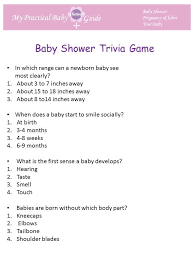 20 question baby shower programme. Free Printable Baby Shower Trivia Game My Practical Baby Shower Guide Baby Shower Questions Baby Shower Printables Printable Baby Shower Games