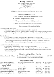 functional resume sample housekeeping