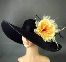 Kentucky Derby Hat Derby Hat Dress Hat Wide Brim Hat Yellow Orange Flower Women S Dress Hat Wedding Tea Party Ascot Horse Race Derby Hats Kentucky Derby Hat Ladies Dress Hats