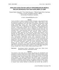 Pdf Analisis Kebutuhan Untuk Pengembangan Modul Inkuiri Berbasis Pertanyaan Mibp Di Smp