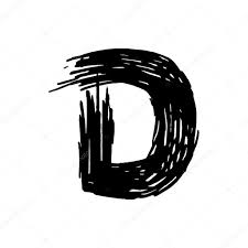 d letter painted with a felt pen stock vector