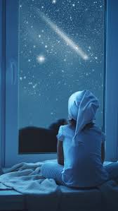 Free moon wallpapers images « long wallpapers 1920×1080. Girl And Teddy Look Out The Window Night Stars Moon 1242x2688 Iphone 11 Pro Xs Max Wallpaper Background Picture Image