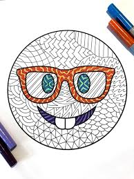 Nerd Emoji Pdf Zentangle Coloring Page Emoji Drawings Emoji Art Emoji Coloring Pages