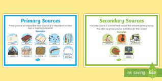 This product contains assignments to review primary and secondary sources (virginia studies vs.1 ). Primary And Secondary Sources A4 Display Poster