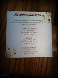 Accommodations Insert Included In The Invitations To Provide Guests With Local Hotel Information Wedding Info October Wedding Invitations