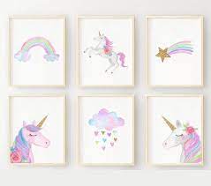 Special Offer Set Unicorn Wall Art Weather Wall Art Rainbow Etsy Unicorn Wall Art Nursery Art Girl Unicorn Room Decor
