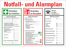 Alarmplan muster word vorlage excel kostenlos notfall und ordner. Aushange Fur Die Erste Hilfe Hein Industrieschilder Gmbh