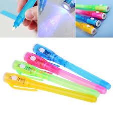Magic Invisible Ink Pen Writing Secret Message Gadget With Uv Light Stationery Leather Bag