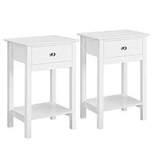 Yaheetech Table D Appoint En Bois Bout De Canape Blanc Table De Chevet Avec 1 Tiroir Et 1 Etagere De Rangement In 2020 With Images Side Tables Bedroom Sofa Side Table Square Sofa