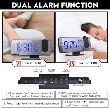 Jiga sveglia digitale da comodino con 180° di rotazione proiettore, 4 livelli luminosità e snooze, fm radio, 12/24h doppi sveglia con porta usb, termometro umidità, per camera da letto, soggiorno, ecc Orologi A Proiezione Camera Da Letto 4 Livelli Di Luminosita 2 Sveglie Sveglia Digitale Da Comodino A Led Con Funzione Radio Fm 12 24 Ore Termometro Interno Vitor Sveglia Con Proiettore Porta Di Ricarica