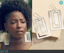 WornOnTV: Nova's red floral top and rectangle earrings