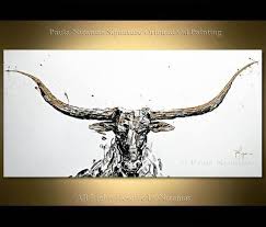 Black And White Bull Canvas Art Of Minimalistic Bull Creates A Unique Artistic Statement Etsy Bull Painting Poppy Painting Sell My Art