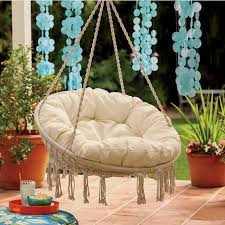 Round Hanging Chair With Cushion Hanging Chair Chair Swinging Chair