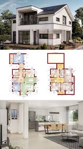 Einfamilienhaus Modern Mit Satteldach Grossem Zwerchgiebel Erker Mit Balkon 5 Zimmer Grundriss 200 Qm Erdgeschoss Mit Architektur Haus Haus Einfamilienhaus