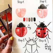 Repost Dearannart Time For A New Tutorial Let S Paint This Cute Bug Did You Know That There Are About 5 000 Diff Aquarelkunst Aquarel Ideeen Aquarellen