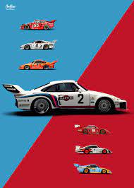 Porsche 935 Historical Liveries 70x100cm Poster Vertical Vintage Racing Poster Porsche 935 Porsche