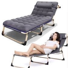Office Nap Bed Lounge Chair Chaise Bed Adjustable Reclining Positions Folding Cot With Removable Pillow For Camping Pool Beach Review Lounge Chair Chair Chaise