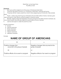 World War I On The Home Front Plus Minus Chart