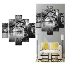 A moody minimalist living room with black walls and a sectional sofa, rattan lampshades and a couple of coffee tables. Minimalist Art Abstract Landscape Painting Living Room Wall Art Black White Original Art On Canvas Modern Art Painted By Alexandr Speshilov Art Collectibles Acrylic Delage Com Br