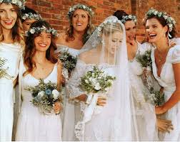 Peaches And Her Bridesmaids Including Sisters Fifi Pixie And Tiger White Bridesmaid Dresses White Bridesmaid Bridesmaid