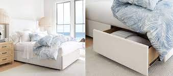 Kate moon upholstered bed with storage, full size frame, light grey velvet. Bed Frame With Storage Style Within Reach