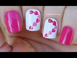 Pink Valentine S Day Heart Nails Design With Dotting Tool Needle Youtube Heart Nail Designs Heart Nails Nail Designs Valentines